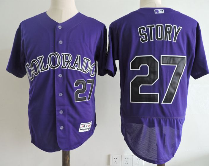 Men Colorado Rockies 27 Story Purple Elite MLB Jerseys